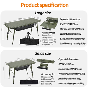 Diseño moderno ajustable en altura aleación de aluminio al aire libre plegable Picnic playa jardín Mesa táctica para Camping y barbacoa - Product Image 2