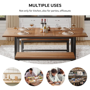 Óc Chó giữa thế kỷ hiện đại 3 mảnh gấp bàn ăn đặt gỗ mở rộng bàn ăn với 2 băng ghế - Product Image 5