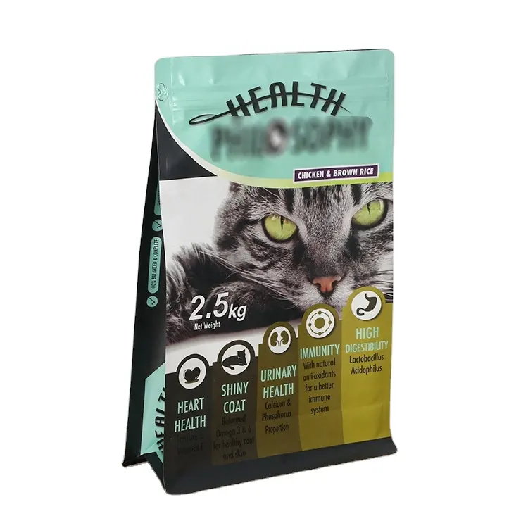 Dog Feed Pet Food Bag with Zipper Custom Printed Flat Bottom Plastic Aluminum Foil PE Stand up Pouch Gravure Printing Standard