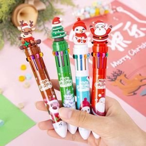 Christmas Ten-color <b>Refill</b> Plastic Ballpoint <b>Pen</b> Cute Gel <b>Pens</b> Cartoon Reindeer and Santa Claus Pattern As Gifts for Students - Product Image 2
