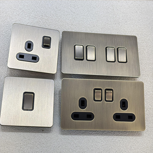 Langyeao קיר רכוב סגנון רטרו אור מתגים מלון נירוסטה eu שקעים usb סוג-c ברונזה ירוק ברונזה לבית - Product Image 6