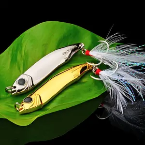 Metal Fishing Jigs 10-35gram Fishing Blade Baits Gold Silver Color Blade Bait Lure with Feather Hook