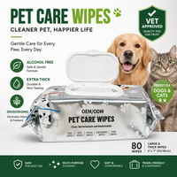 Lingettes pour animaux de compagnie écologiques personnalisées OEM/ODM, nettoyage des pattes et du corps, format économique et désodorisant, prix usine et marque privée