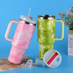 40 oz. Marble Waves Tumbler Reusable Marbling Stone Coffee Travel Mug Tea Drinking Wine Smoothie Cups