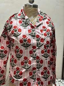 Pijama de algodón estampado para mujer, conjunto de pantalón y camisa de manga larga, precio al por mayor, fabricante de pijamas de algodón estampado personalizado. - Product Image 3