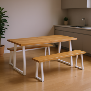 Light Brown Solid Oak Wood <b>Dining</b> <b>Table</b> 70.9 X 19.7 Inch <b>Foldable</b> Rectangular Modern Minimalist Home Furniture - Product Image 2