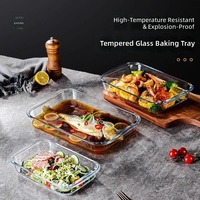 Plat de cuisson en verre, résistant au four et au micro-ondes, résistant aux hautes températures, carré, avec compartiments, pour la cuisson vapeur domestique et les plats de poisson