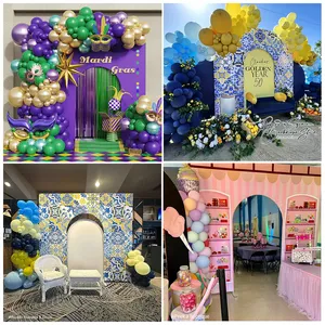 Soporte de telón de fondo portátil para entrada de 10x9 pies, con diseño de puerta de bienvenida de Mardi Gras morado, decoración de pared de tela tensada para fiestas y baby showers - Product Image 6