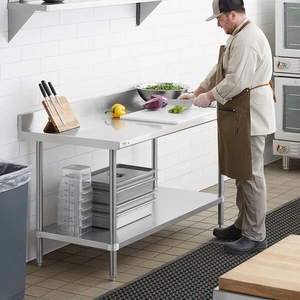 Table de travail en acier inoxydable robuste à 2 ou 3 niveaux pour cuisine de restaurant sans dosseret/avec dosseret - Product Image 2
