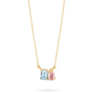 VLOVE Hot Selling And Hot Selling Items 14k & 18k Solid Gold Jewelry Just the Two of Us Pastel Necklace
