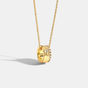 Collar de cuentas CZ con geometría de engranajes para mujer, cadena chapada en oro de 18K, colgante de la suerte, joyería de moda para parejas, accesorio al por mayor - Product Image 5