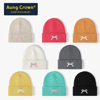 Gorros de Invierno de Punto Cálidos para Exteriores, Gorros Tipo Beanie con Logo Bordado de Lazo de Color Sólido Unisex de Alta Calidad al por Mayor