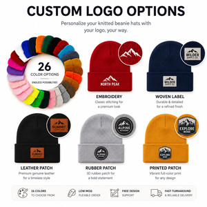 Custom Logo Knitted Beanie <b>Hat</b> 26 Colors Soft Acrylic <b>Winter</b> Warm Skull Cap Wholesale Promotional Blank Cuffed Beanie - Product Image 3
