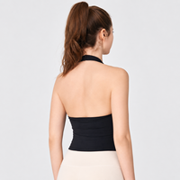 Débardeur de yoga dos nu froncé pour femme GM Wholesale, soutien-gorge de sport long extensible pour le fitness et l'entraînement en salle de sport