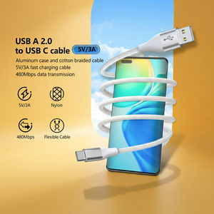 USB a to USB C <strong>Cable</strong> 3A Fast Charging Cotton Braided Type C <strong>Charger</strong> Cord 480Mbps Data Sync Aluminum Case for <strong>Samsung</strong> Xiaomi - Product Image 3