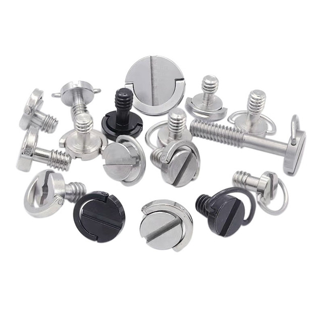 SS304 D Ring Quick Release Screw 1/4-20 3/8 Nickel Plated Carbon Steel C Ring Camera Screw for Tripod Monopod Mount Photography