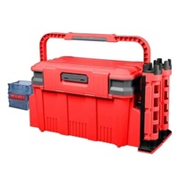 Boîte de pêche à double couche de grande capacité 19,5 L, boîte de rangement portable en PP avec emplacements pour porte-cannes