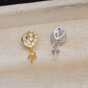 Colgante de Pestañas de Plata S925 con Base de Luna y Estrella de 9-11 mm, Accesorio de Joyería DIY, Pendientes de Perlas JG5997 - Product Image 3