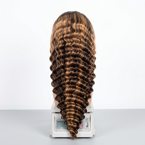 Parrucche Foxen da <span class=keywords><strong>30</strong></span> Pollici Senza Colla con Frontale in Pizzo per Donne Nere, Parrucca Frontale in Pizzo HD 13x4, 100% Capelli Umani Vergini, Parrucca Ondulata Profonda con Highlights - Product Image 1