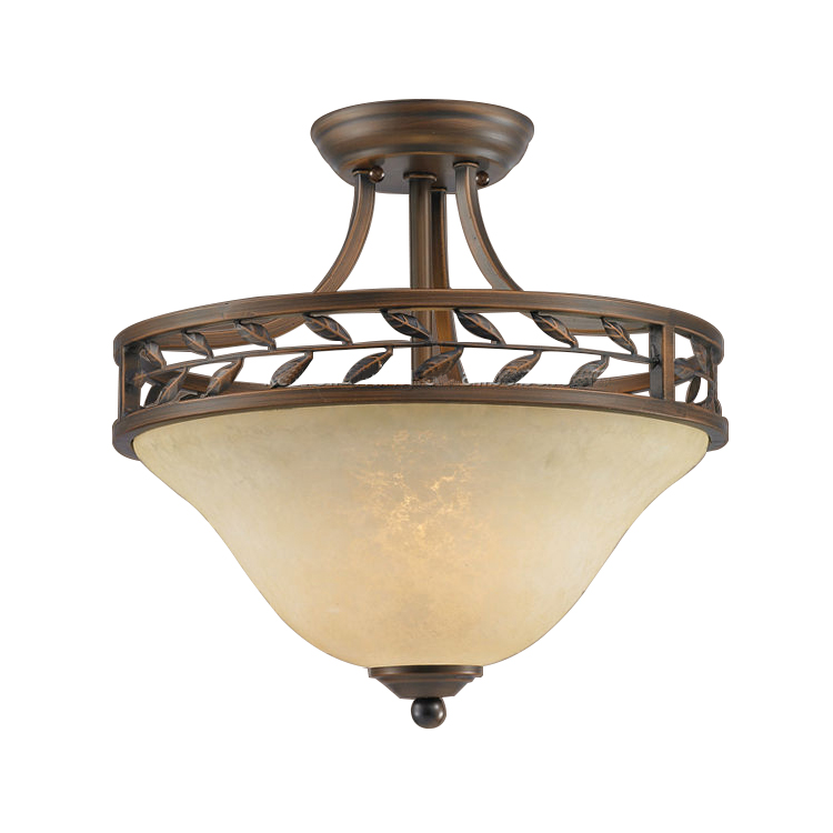 新传统风格吊灯青铜花朵玻璃灯罩镂空灯体吊灯适用于家庭客厅