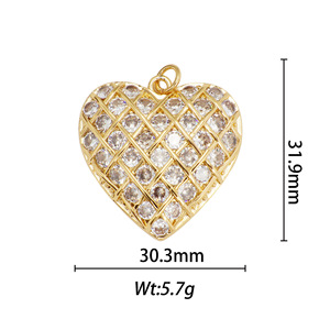 Heart Pendant Charm Copper Electroplated For Necklace Making Jewelry Findings 18k Gold Plated DIY Accessories Fall 2024 Yiwu - Product Image 2