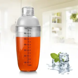 2024 뜨거운 판매 측정 투명 음료 믹서 플라스틱 칵테일 셰이커