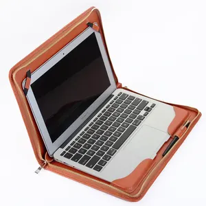 Lichi Lederen Aktetas Met Handvat Laptoptas 14 Inch Met Logo Laptop Sleeve 360 Bescherming Draagbare Vrouwen Laptop Tas