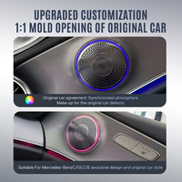 Cover Speaker Midrange W205 OEM Ambient Light dengan 64 Warna RGB Kontrol Aplikasi Stainless Steel 12V untuk Dekorasi Interior Mobil
