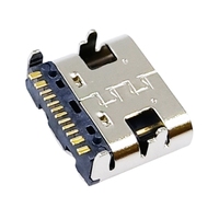 스톡 USB C 16핀 암 커넥터 SMD 타입-C 소켓 스테인리스 스틸 쉘 구리 합금 접점 5A 20V PD 전원 잭 와이어 SMT