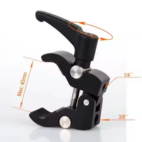 Support de caméra en aluminium avec pince crabe, ouverture maximale de 40 mm, filetages 1/4 et 3/8 pouces pour DSLR/moniteur/micro/support d'éclairage de bureau