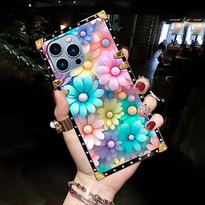 Thạch Nghệ Thuật Flower In Ấn Mạ Điện Vuông TPU Điện Thoại Di Động Bìa Trường Hợp Đối Với <span class=keywords><strong>iPhone</strong></span> 7 8 X XR XS 11 12 13 14 15 16 17 Pro Max - Product Image 3