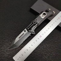 Couteau pliant multifonctionnel pour le camping en plein air, fourni par le fabricant, avec coupe-corde, lame dentelée, ouvre-boîte et lumière LED.