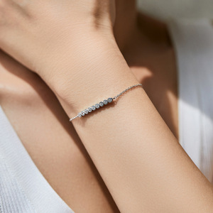 S925 Silver Minimalist catches light beautifully Chain <b>Bracelet</b> With Round Diamond Bezel Setting For Women's Everyday Wear - Product Image 5