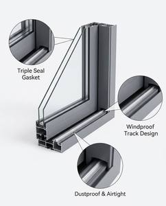 Ventana Corredera <span class=keywords><strong>de</strong></span> Aluminio <span class=keywords><strong>con</strong></span> <span class=keywords><strong>Rotura</strong></span> <span class=keywords><strong>de</strong></span> <span class=keywords><strong>Puente</strong></span> Térmico, Ahorro <span class=keywords><strong>de</strong></span> Energía, Doble Vidrio, Impermeable, Resistente al Viento, Aleación <span class=keywords><strong>de</strong></span> Aluminio Horizontal - Product Image 4