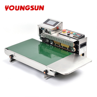 Machine de scellage de sacs en plastique à bande continue semi-automatique professionnelle YOUNGSUN FR-1600ss avec impression de code et date d'expiration