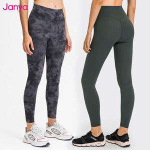 Janya Vêtements de sport solides avec logo personnalisé pour femmes, pantalons de fitness respirants, sans couture avant, leggings de yoga <span class=keywords><strong>taille</strong></span> haute pour adultes - Product Image 5