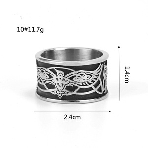 European American Style Men's Stainless Steel Eagle <b>Ring</b> Hip Hop Geometric Band Jewelry Gift - Product Image 5