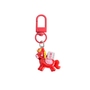 Porte-clés en résine Poney Nouvel An, mousqueton 3D dessin animé, cadeau pour étudiant, pendentif - Product Image 5