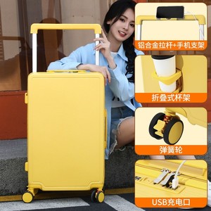 20-Inch Wide-Wheeled <b>Suitcase</b> With Universal <b>Wheels</b> And USB Port For Travel 2025 New Model Macaron Colors Solid Color Unisex - Product Image 1