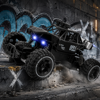 Voiture télécommandée tout-terrain 2WD avec pulvérisation d'eau, carrosserie métallique et phares LED