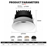 Spot LED encastré de haute qualité en aluminium, design ultra-fin et incurvé, 15, 24, 36, 60 degrés, à intensité variable, pour bureau, zone de réception