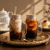 Gobelet isotherme en verre de 24 oz pour café glacé avec couvercle et paille, réutilisable pour les voyages, le bureau, la maison, design unisexe