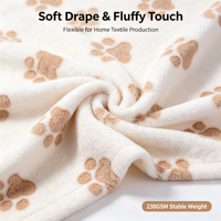 Tissu en flanelle 100 % polyester 230 GSM résistant à l'abrasion, imprimé à motif de patte de chien, pour textile de maison lourd - En stock