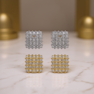 Orecchini a lobo placcati oro con zirconi, taglio brillante rotondo, design geometrico, per donna, gioielli classici alla moda per feste - Product Image 2