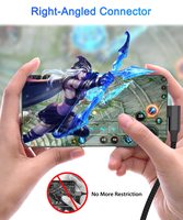 Kabel pengisi daya cepat untuk ponsel, kabel pengisian daya Cepat 90 derajat USB-C sudut kanan, pengisi daya tipe USB-C untuk pengisian daya dan bermain game