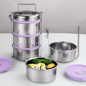 Toptan özel 2/3 katlı sızdırmaz öğle yemeği gıda konteyner yüksek kalite taşınabilir paslanmaz çelik öğle yemeği kutusu çocuklar ve yetişkinler için - Product Image 2