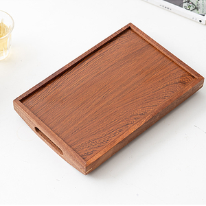 Platillo de taza de té de madera maciza en ángulo recto, nuevo juego de té de estilo chino, bandeja de té de bambú para Hotel, bandeja de <span class=keywords><strong>desayuno</strong></span> de madera, bandeja de madera de ébano - Product Image 5