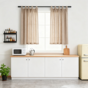 Tringle à rideau <span class=keywords><strong>de</strong></span> <span class=keywords><strong>douche</strong></span> télescopique moderne en métal antirouille, robuste, design imitation bois, réglable pour la maison et la cuisine - Product Image 5