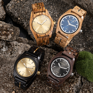 Fait à la main OEM tout en bois boîtier de montre classique conception de logo personnalisé pour montres en bois à quartz 44mm cadran 22mm accessoire de mode en gros - Product Image 6