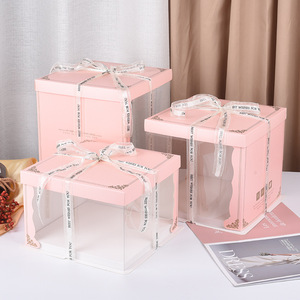 Fabbrica diretta Semi trasparente coperchio di carta torta Eco Friendly imballaggio in cartone per la consegna di dolci da forno - Product Image 4